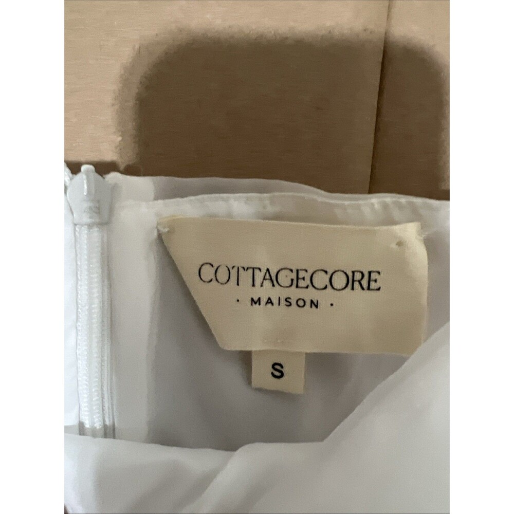 White Sheer Babydoll Layered Poof Dress Cottagecore Coquette Sz S  Fairycore - Picture 3 of 7